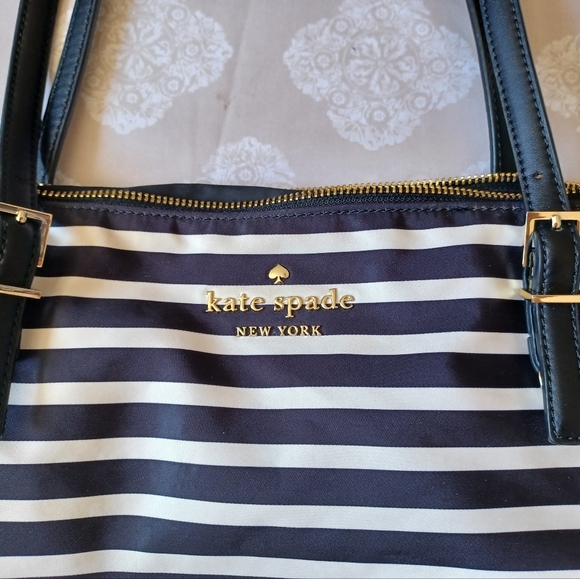 Kate Spade WATSON Lane Maya FRENCH Stripes Nylon Tote Shopper Bag Top Zip - Picture 3 of 8